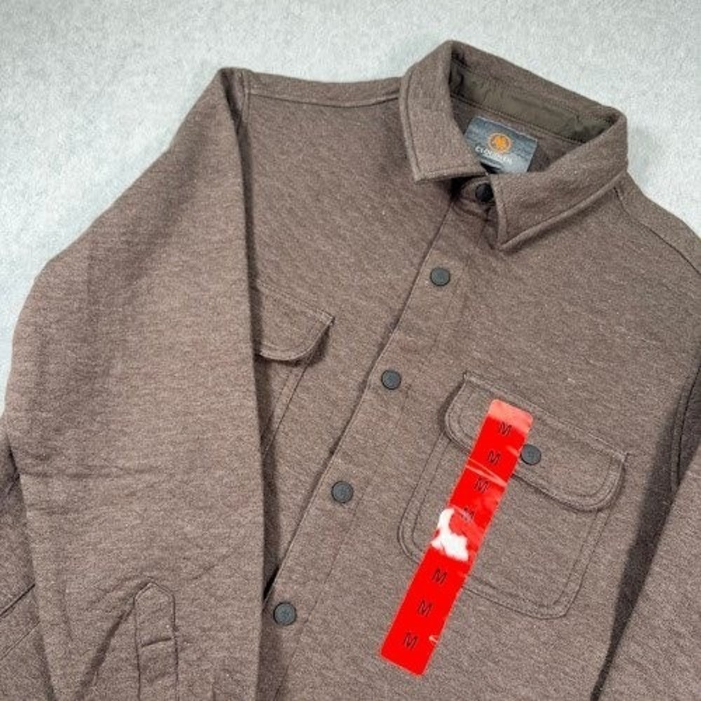 NWT Cloudveil Quilted Shacket Mens Medium BROWN Jacquard Knit‎ Shirt Jacket Snap